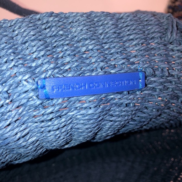 French Connection 15” blue natural fiber bag - WOW - Picture 6 of 11
